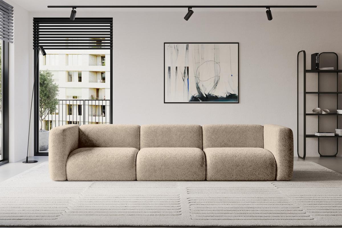 MODULARES Sofa 3-SITZER MIRA-S2 319x89x70 Braun cm Velours - Schwarz/Braun, Holzwerkstoff/Kunststoff (319/70/89cm) - ALTDECOR