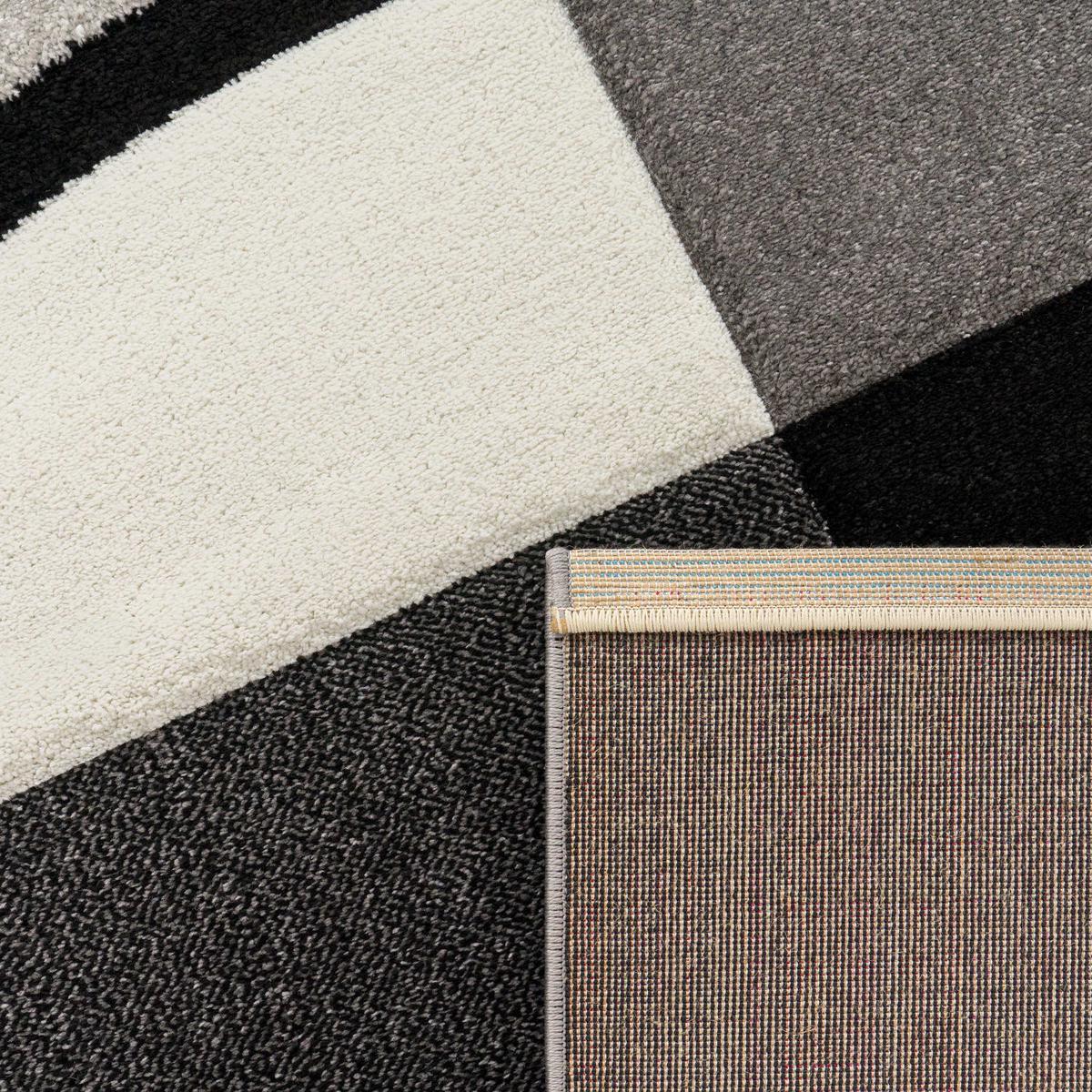 KURZFLORTEPPICH, kariert, Florhöhe 12 mm, Schwarz, 120 x 170 cm - Schwarz, Textil (170/120cm) - KADIMA DESIGN