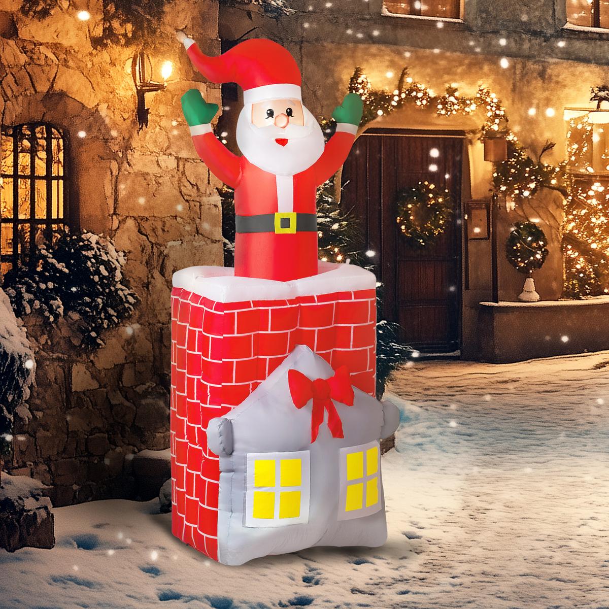 AUFBLASBARER Weihnachtsmann 210cm Weihnachtsdeko mit Hebebühne LED-Lichtern - Multicolor, Textil (80/210/90cm) - Outsunny