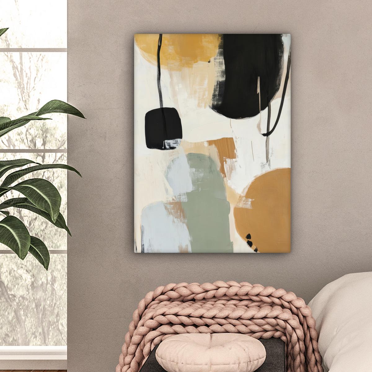 LEINWANDBILD Farbe - Abstrakt - Farben Wandbild Wohnzimmer 60x80 cm - Currygelb, Textil (60/80cm) - MuchoWow