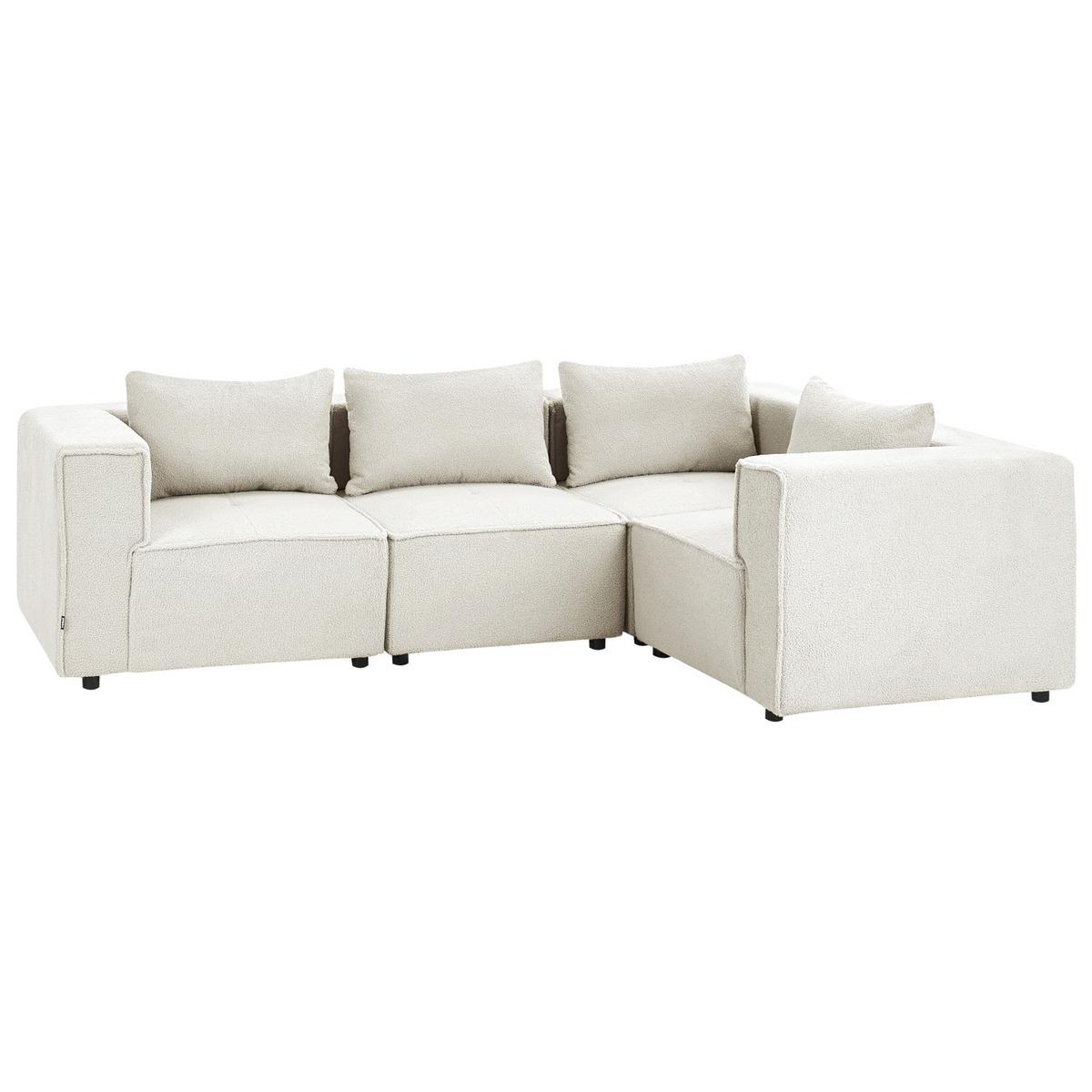 ECKSOFA Modul 4-Sitzer linksseitig Cremeweiß Bouclé Axebo - Creme/Weiß, Textil (258/188cm) - Beliani