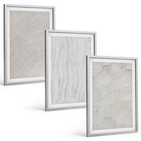 BILDER SET 3er Set - 40x60 cm Silberner Rahmen - Sandmuster geometrische Strukturen - Silberfarben, Kunststoff (40/60cm) - TULUP