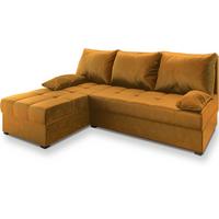 ECKSOFA RITA Orange Plüsch-Stoff mit Schlaffunktion - Orange/Grau, Holz/Kunststoff (200/141cm) - MASSENO
