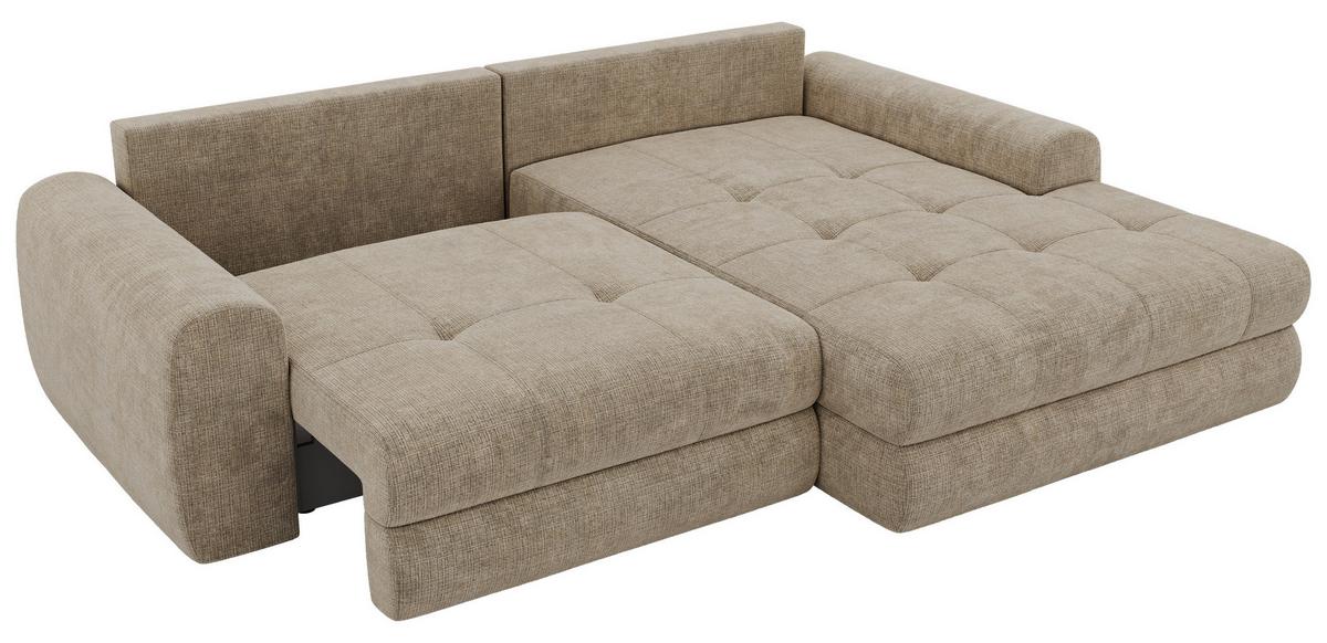 ECKSOFA ARELIA L - Beige Schenille grob gewebt - Links Seite - Beige/Schwarz, Kunststoff/Textil (292/205cm) - MKS