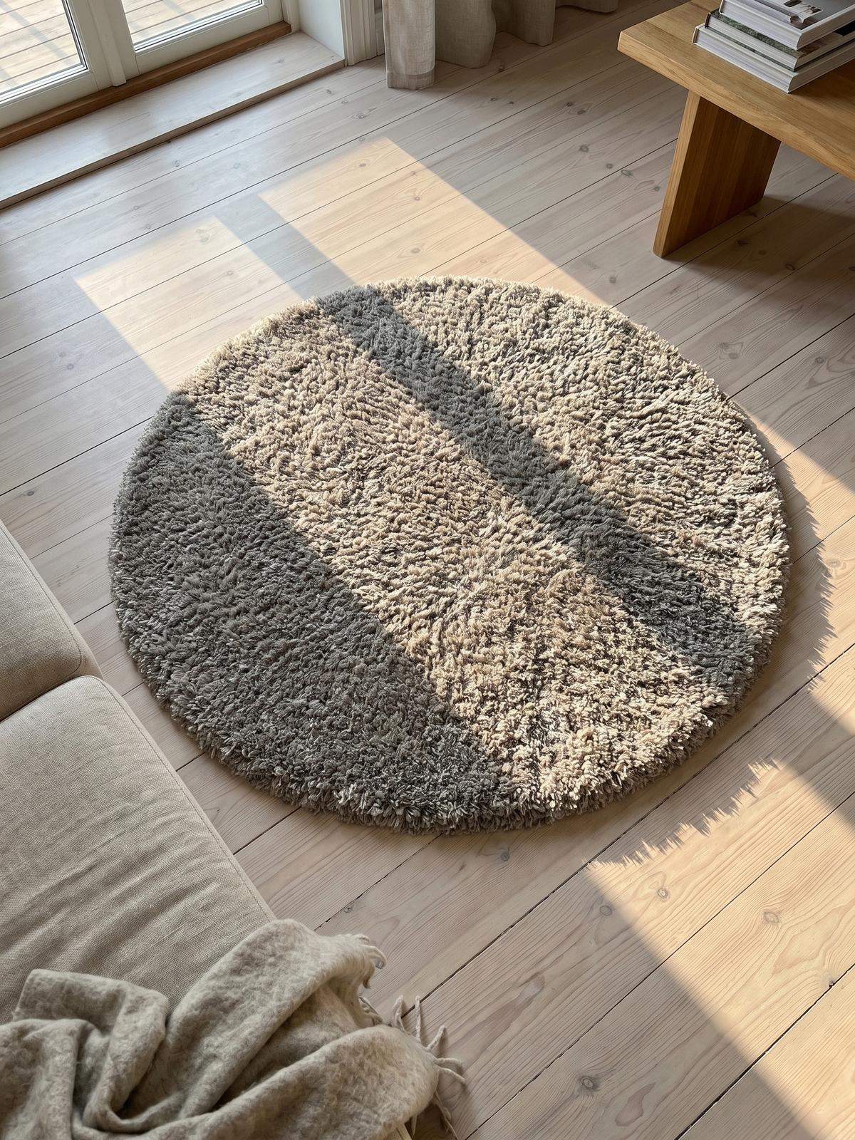 HOCHFLORTEPPICH SALZACH, einfarbig, Beige, Ø 200 cm - Beige, Textil (200/200cm) - KADIMA DESIGN