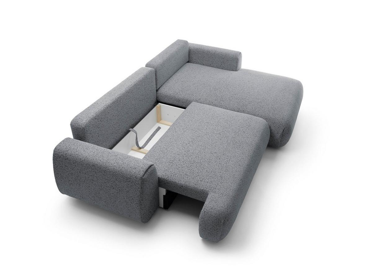 ECKSOFA ZEST Grau Geflochtener Stoff mit Schlaffunktion - Grau, Holz (270/167cm) - MASSENO