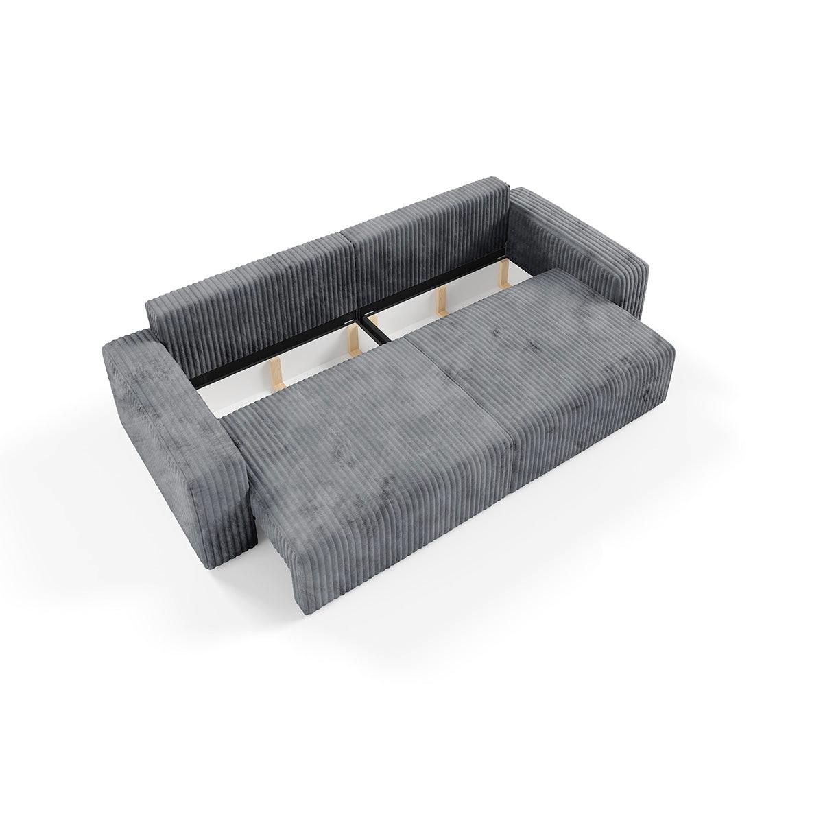 SOFA Angela 3 Sitzplätze Dunkelgrau - Grau, Holz (252/86/105cm) - Petits-meubles