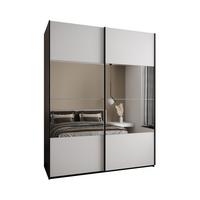 SCHWEBETÜRENSCHRANK 245,5/200/64 2-türig - Schwarz/Weiß, Holz/Metall (200/245/64cm) - Abiks Möbel