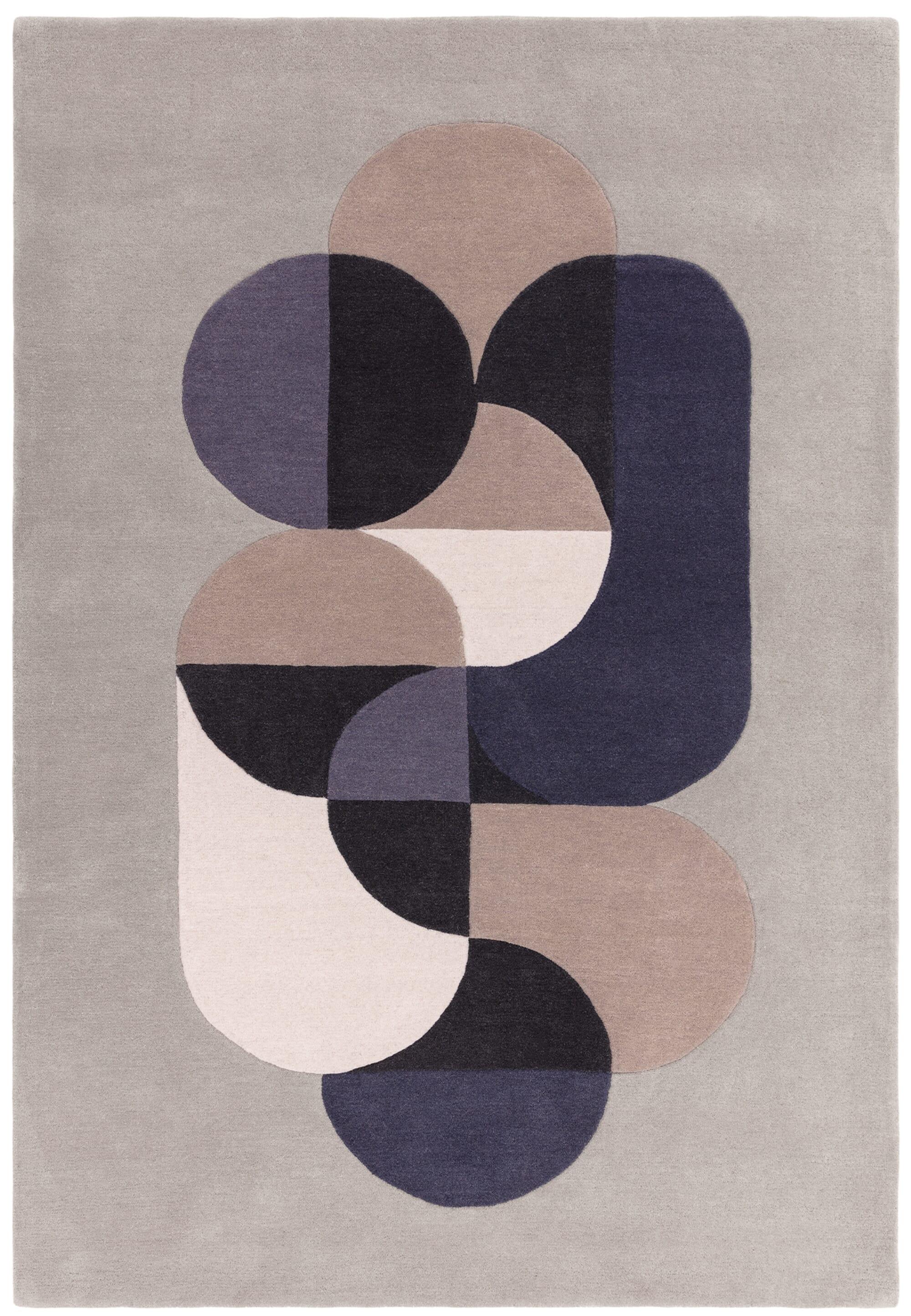 WOLLTEPPICH handgewebt HULL-Beverley, geometrisch, Hellgrau, 120 x 170 cm - Grau, Textil (170/120cm) - KADIMA DESIGN
