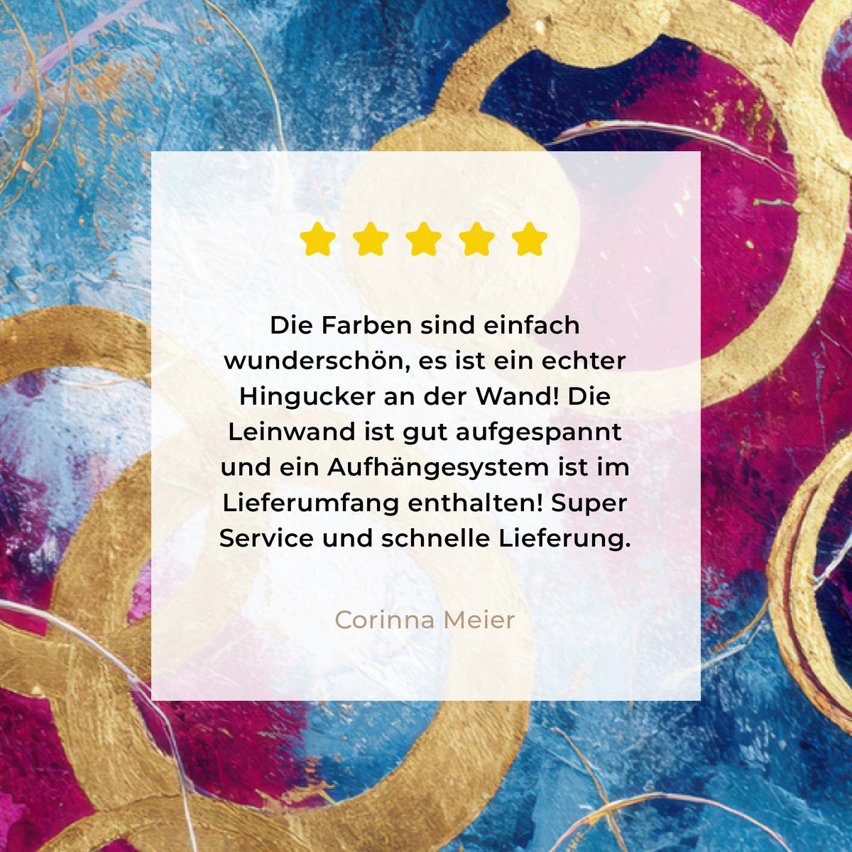 LEINWANDBILD Kreise - Gold - Abstrakt Deko Schlafzimmer 30x20 cm - Blau, Textil (30/20cm) - MuchoWow