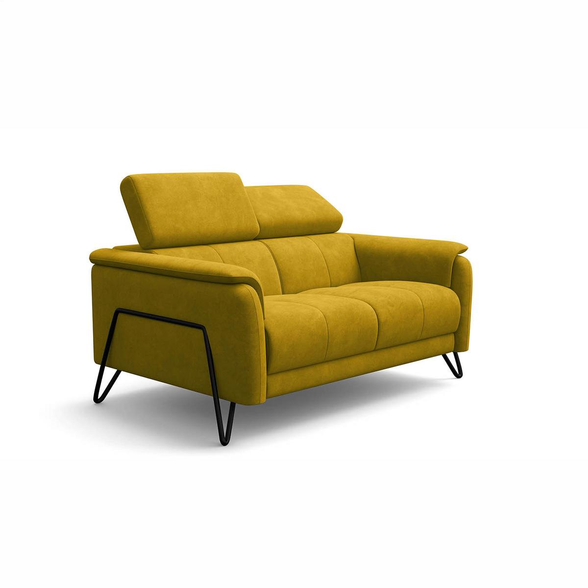 SOFA RODEN 2-Sitzer, dunkegelb, Veloursstoff - Gelb, Holz/Textil (152/82/103cm) - Wozimo