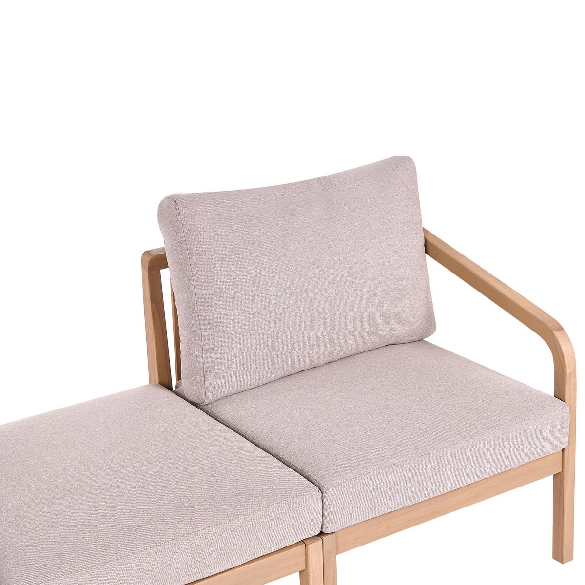 GARTEN Ecksofa mit Tisch 5-Sitzer modular Akazienholz Hellbraun Rivello - Hellbraun/Beige, Holz - Beliani