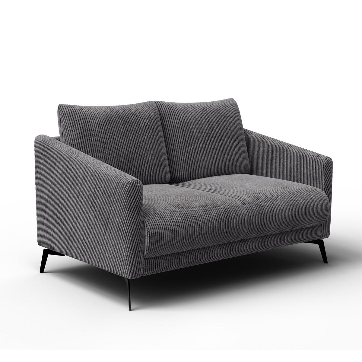 SOFA VILT 2-Sitzer, dunkelgrau - Dunkelgrau/Schwarz, Holzwerkstoff/Textil (142/89/94cm) - Wozimo