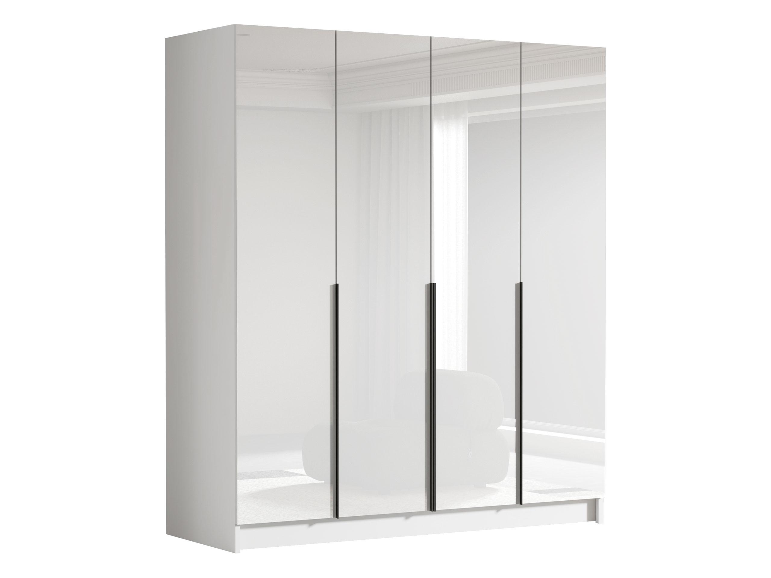 KLEIDERSCHRANK Santi I - Weiß Hochglanz/Schwarz, Holzwerkstoff/Metall (200/215/58cm) - MIRJAN24