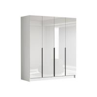 KLEIDERSCHRANK Santi I - Weiß Hochglanz/Schwarz, Holzwerkstoff/Metall (200/215/58cm) - MIRJAN24