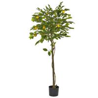 KUNSTPFLANZE im Blumentopf 156 cm Grün/Schwarz Lemon Tree - Schwarz/Grün, Kunststoff (156cm) - Beliani