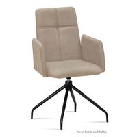 ARMLEHNSTUHL drehbar (2er-Set) Doanna 52x92x60 Schwarz/Natur - Schwarz/Naturfarben, Kunststoff (60/92/52cm) - 58aufmkessel