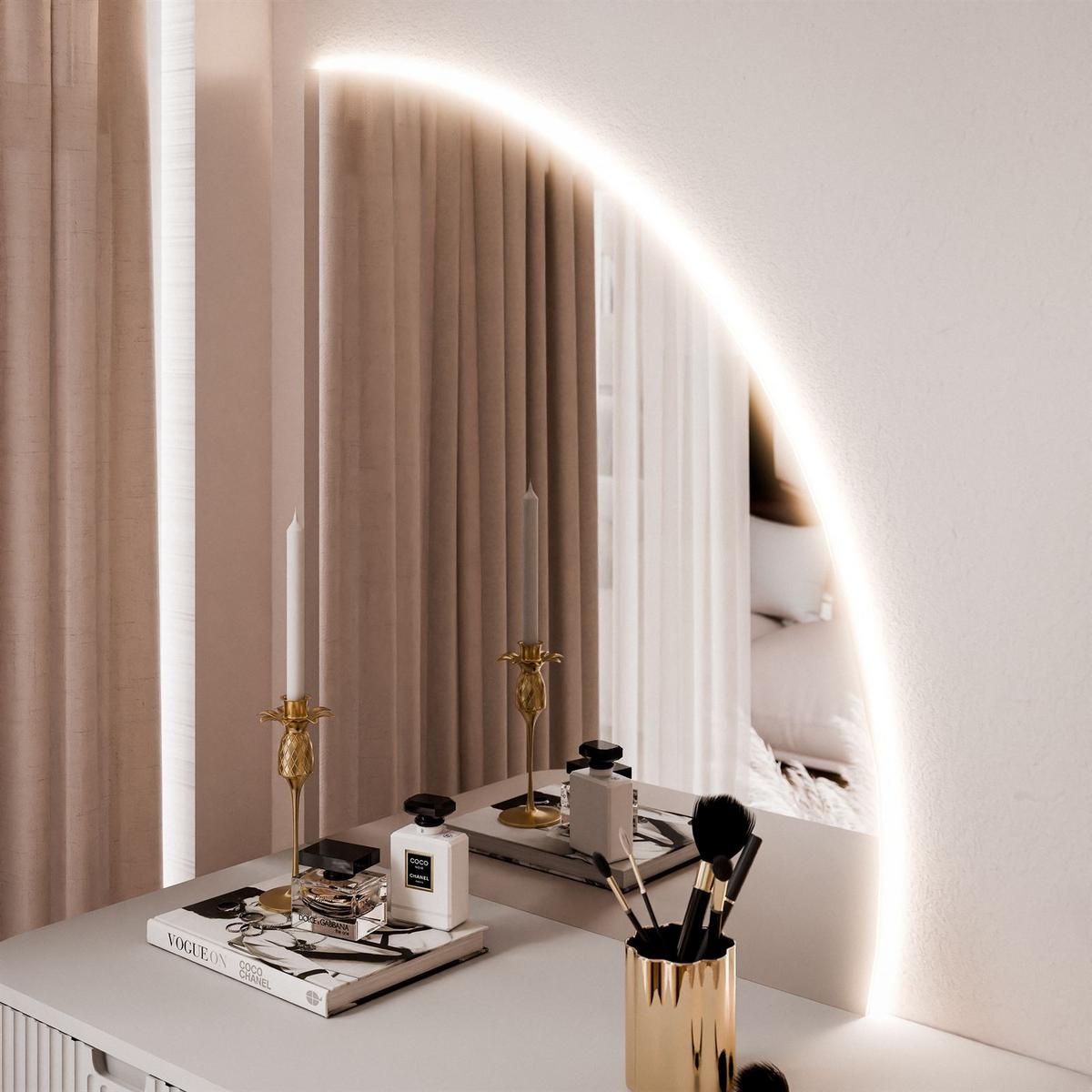 SCHMINKTISCH ZAIRA-QS mit LED Spiegel Rechte Schwarz - Schwarz, Holzwerkstoff (103/80/49cm) - Lookway
