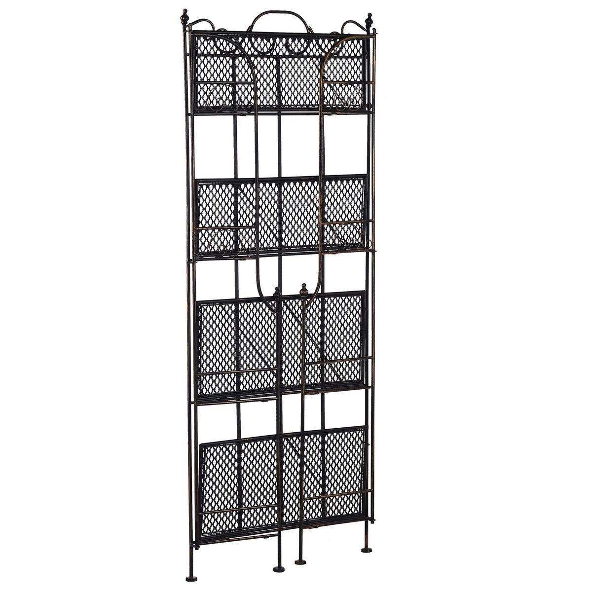 GARTENREGAL schwarz Metall 4 Ablageflächen klappbar Isernia - Goldfarben/Schwarz, Metall (61/155/29cm) - Beliani