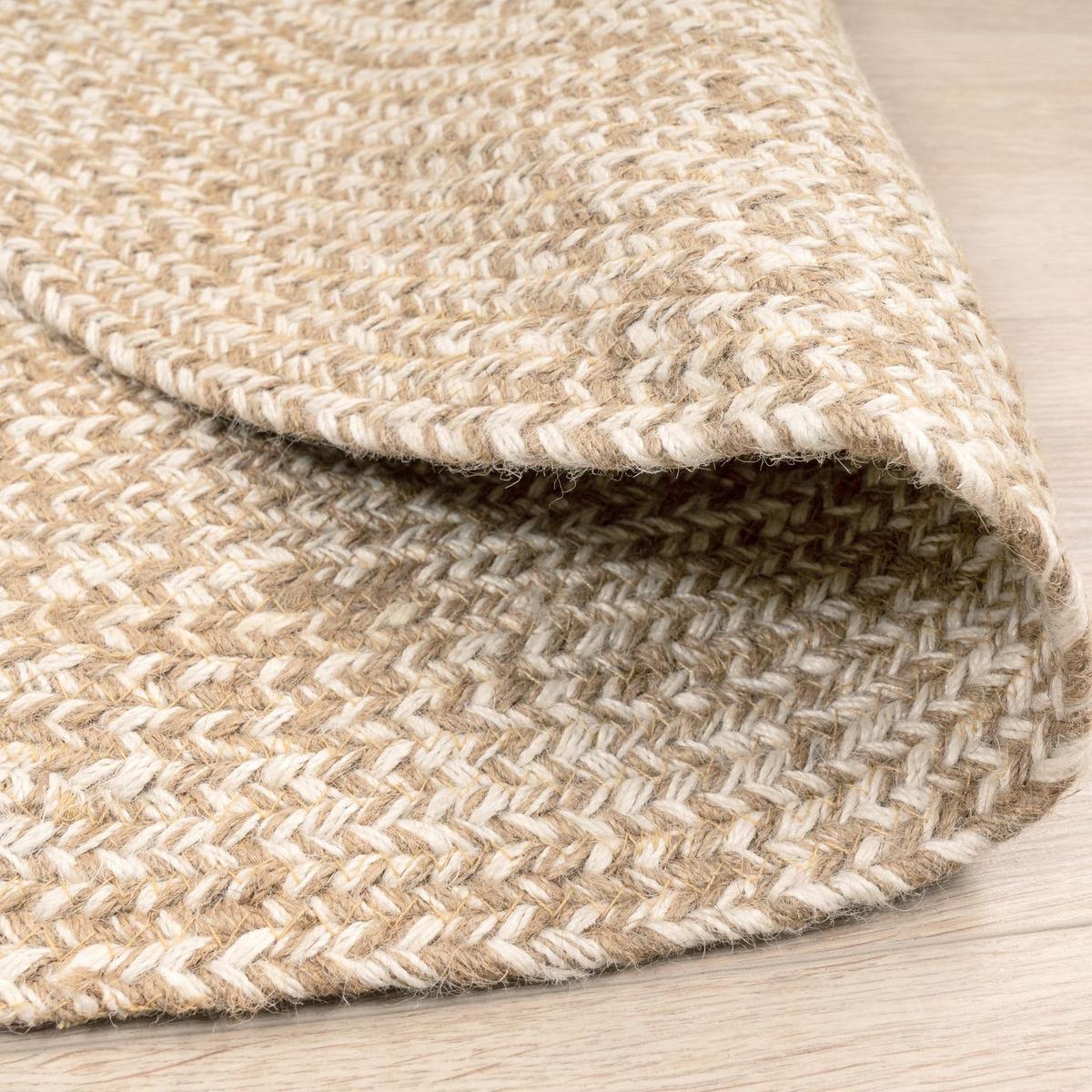 FLACHWEBETEPPICH Cutout Beige Ø 100 cm - Beige, Naturmaterialien (100/100cm) - TT Home