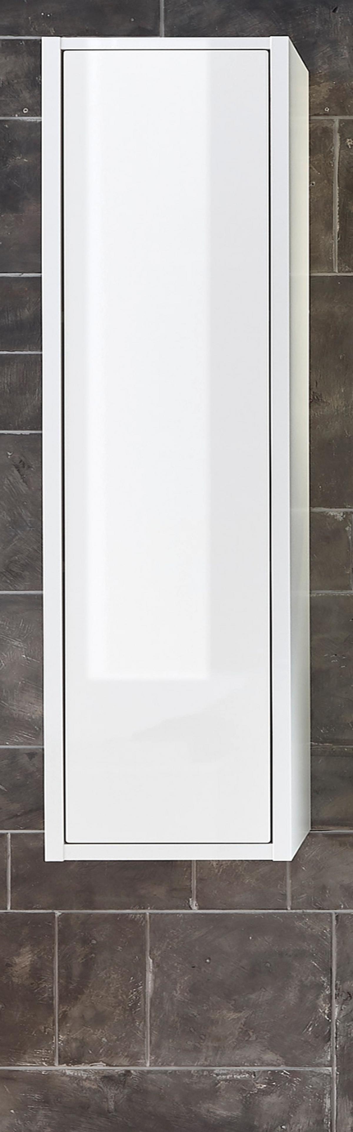HOCHSCHRANK weiß Hochglanz, grau 30 x 119 cm, Badschrank Türanschlag wechselbar Glide - Weiß Hochglanz/Grau, Holzwerkstoff (30/119/30cm) - Furn.Design