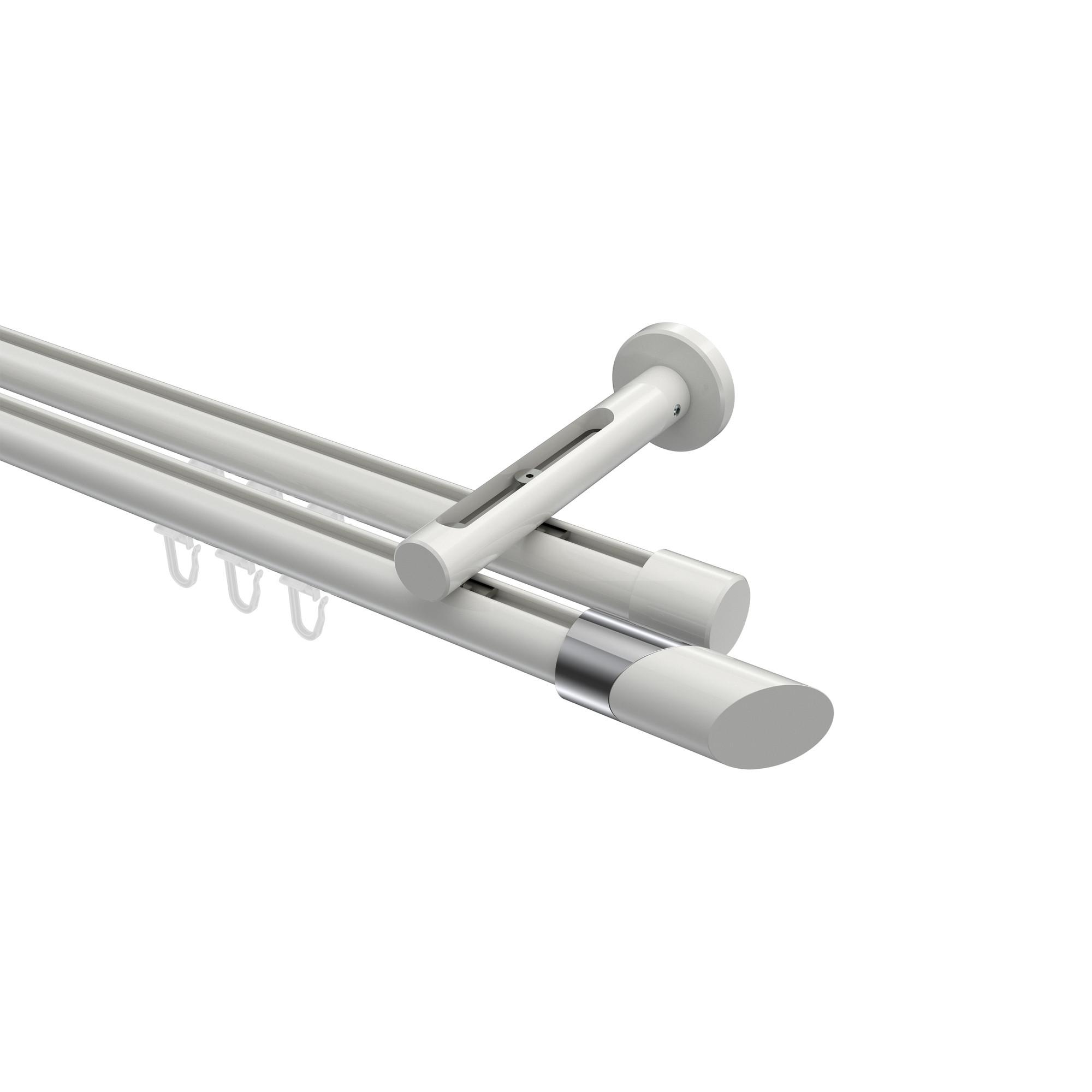 GARDINENSTANGE INNENLAUF Siteno Verano 200 cm, 2-läufig, 20 mm Ø Weiß - Chromfarben/Weiß, Metall (200cm) - INTERDECO