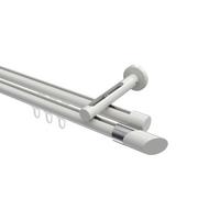 GARDINENSTANGE INNENLAUF Siteno Verano 200 cm, 2-läufig, 20 mm Ø Weiß - Chromfarben/Weiß, Metall (200cm) - INTERDECO