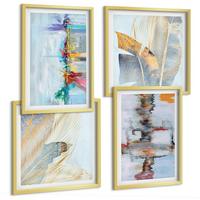 BILDER SET 4er Set - 50x50 cm & 40x60 cm Goldrahmen - Abstrakte Gemäldekompositionen - Goldfarben, Kunststoff (50/50cm) - TULUP
