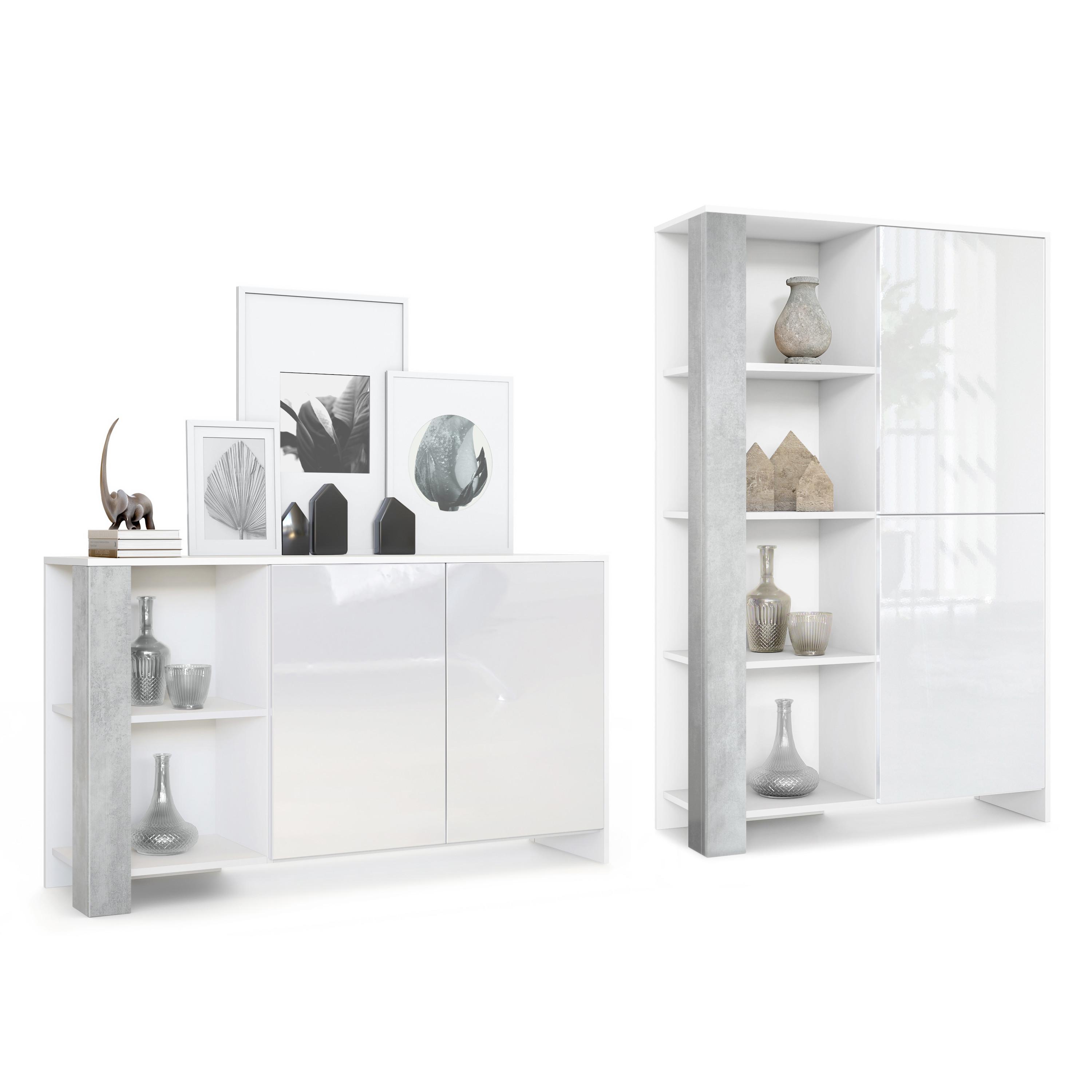 WOHNZIMMERSET Venedig Beton Oxid Optik - Hellgrau, Holzwerkstoff (248/151.5/36cm) - Vladon