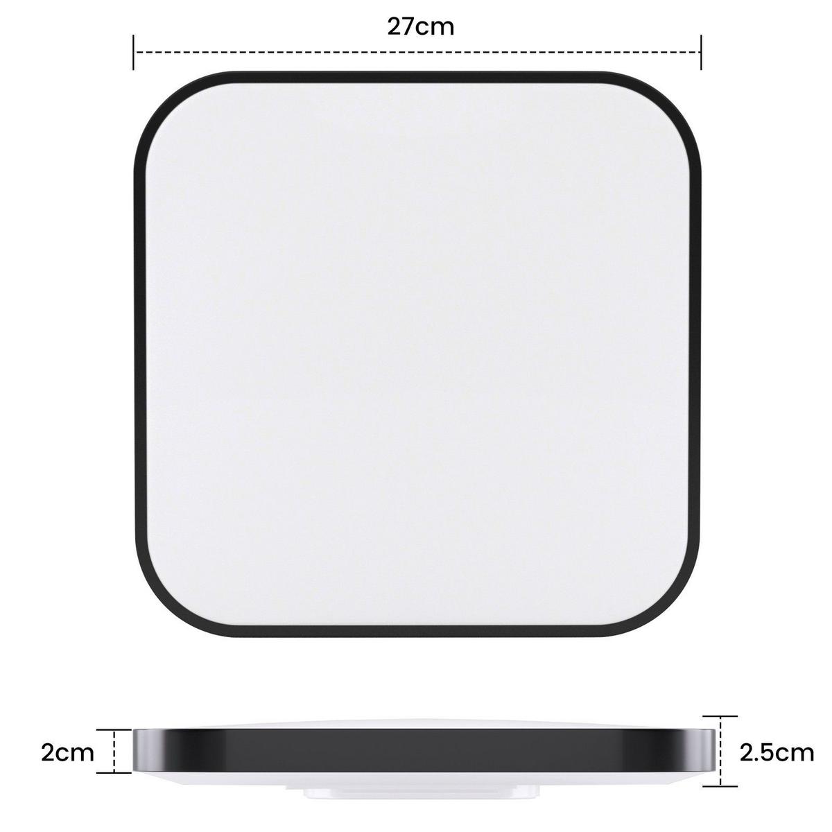 LED-DECKENLEUCHTE Leipzig 4000K-Neutralweiß 27/27/3 cm - Schwarz, Kunststoff (27/27/3cm) - Nettlife