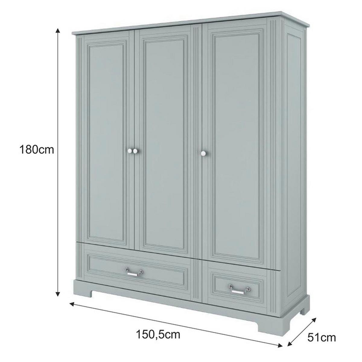 SCHRANK 3 Türen Grau - Grau, Holzwerkstoff (150/180/51cm) - Petits-meubles