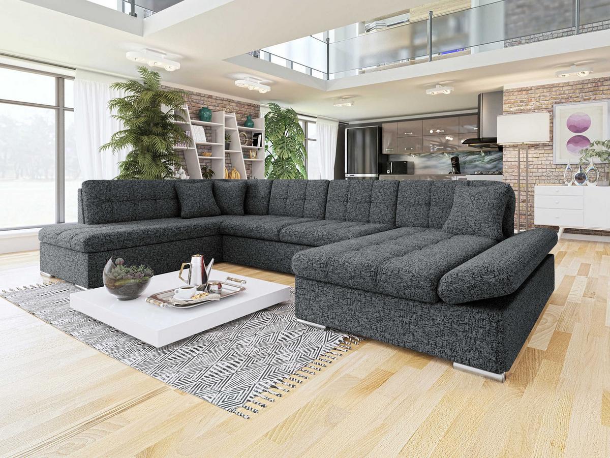 ECKSOFA Bergen, Seite: Rechts - Greige/Silberfarben, Holz/Textil (345/76/205cm) - MIRJAN24