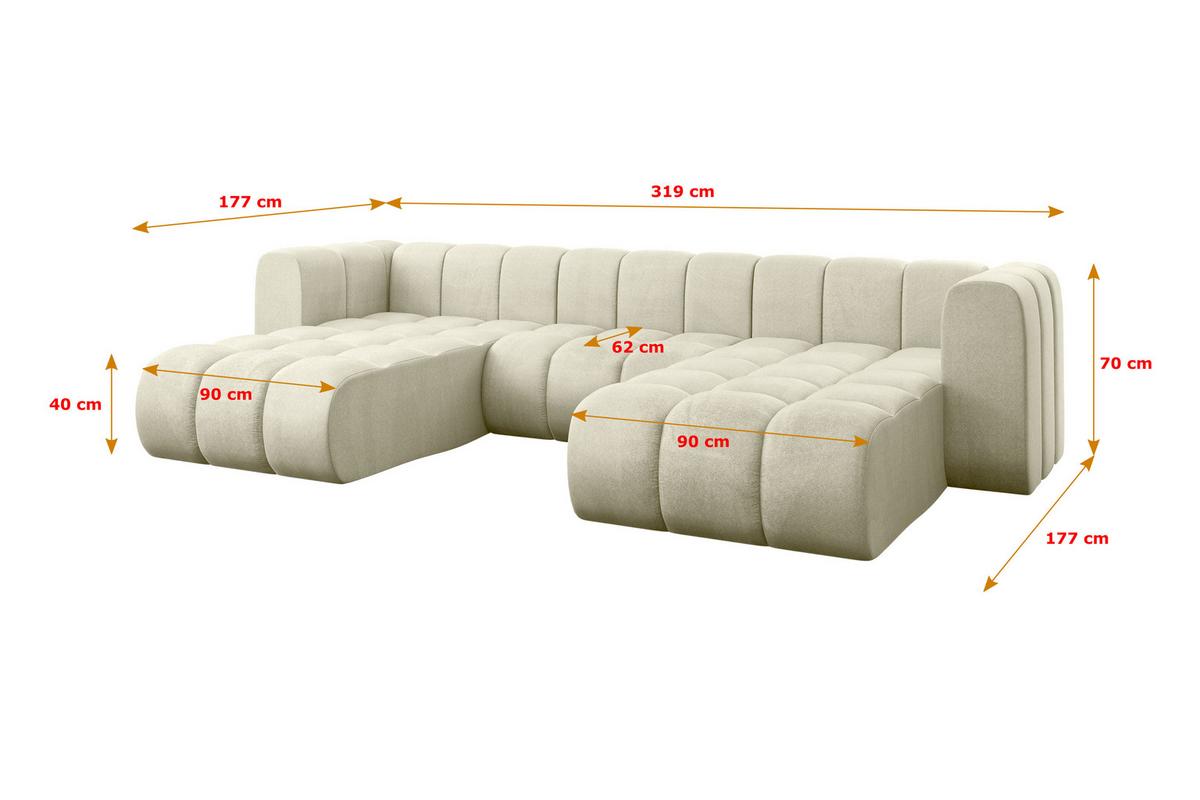 WOHNLANDSCHAFT modulares Sofa Joren-U1 - 319x177x70 cm Beige - Beige, Holzwerkstoff/Textil (319/70/177cm) - ALTDECOR