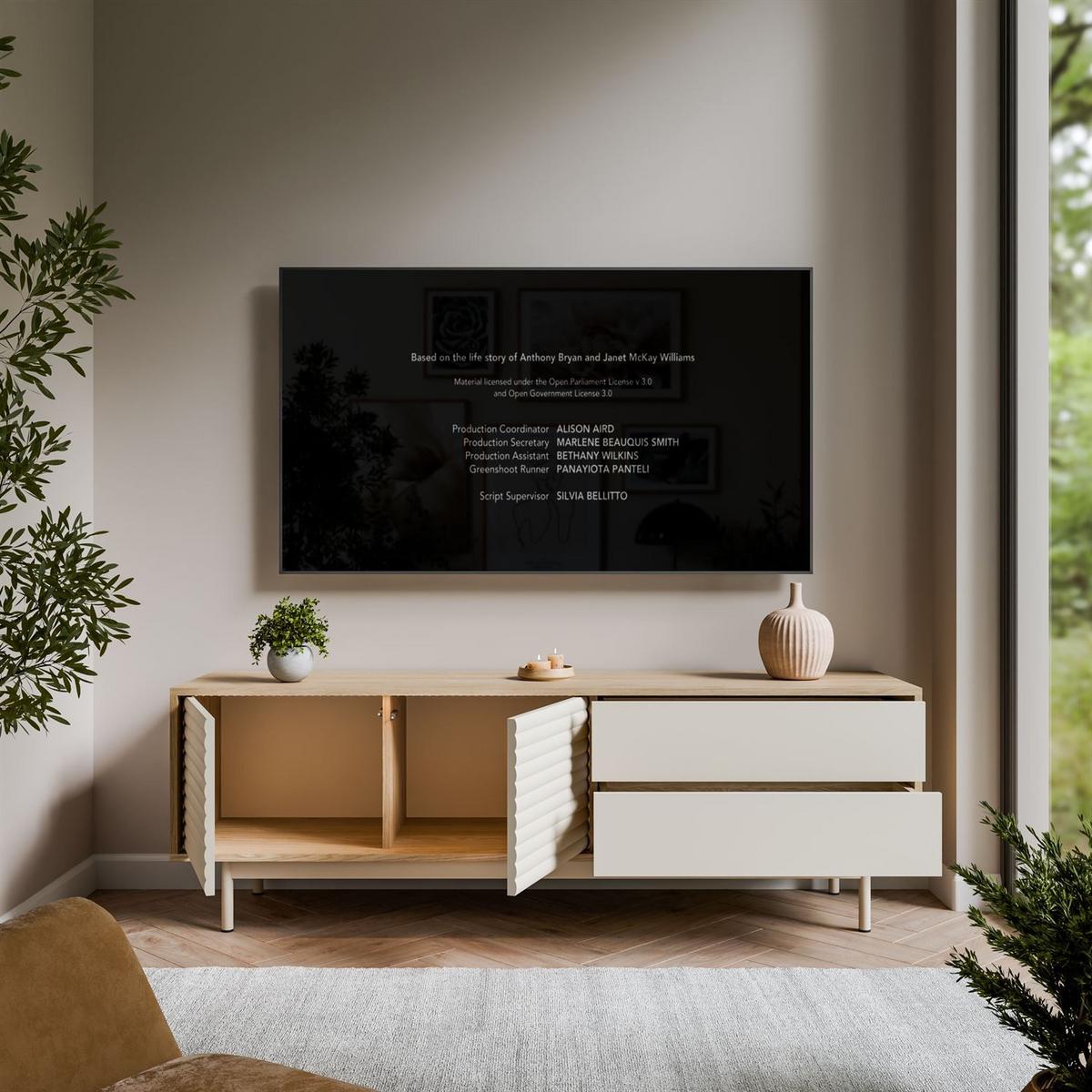 TV-SCHRANK FLORENCE mit LED-Beleuchtung - Kaschmir, Holzwerkstoff (160/53/40cm) - Lookway