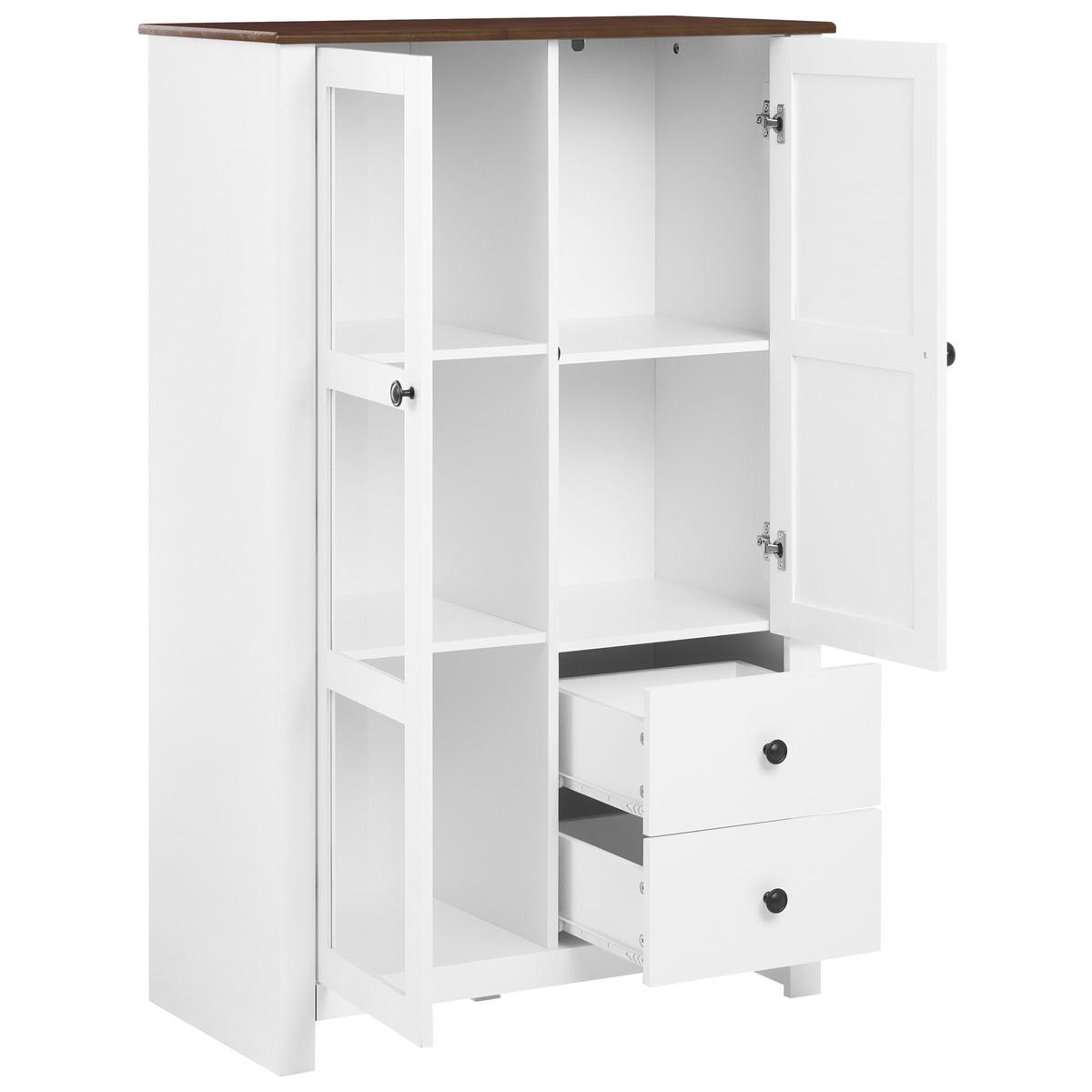 VITRINE 80 cm Weiß Pimba - Dunkelbraun, Holzwerkstoff (80/125/40cm) - Beliani