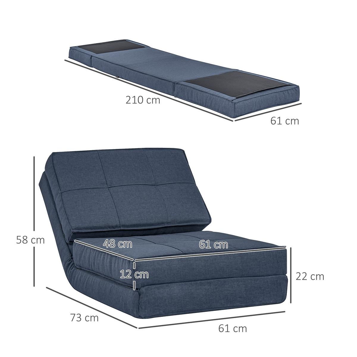 BODENSTUHL, Polyester, Schaumstoff, Blau - Blau, Kunststoff (73/58/61cm) - HOMCOM