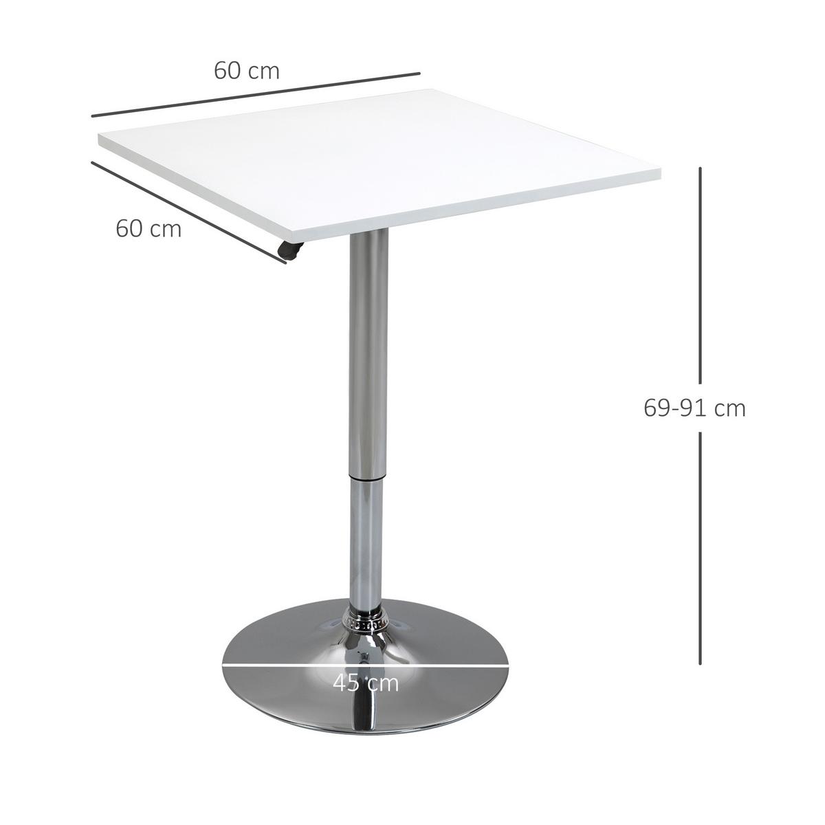 BARTISCH Höhenverstellbar Stehtisch mit Drehbar Tischplatte für Wohnzimmer - Weiß, Holzwerkstoff (60/60/91cm) - HOMCOM