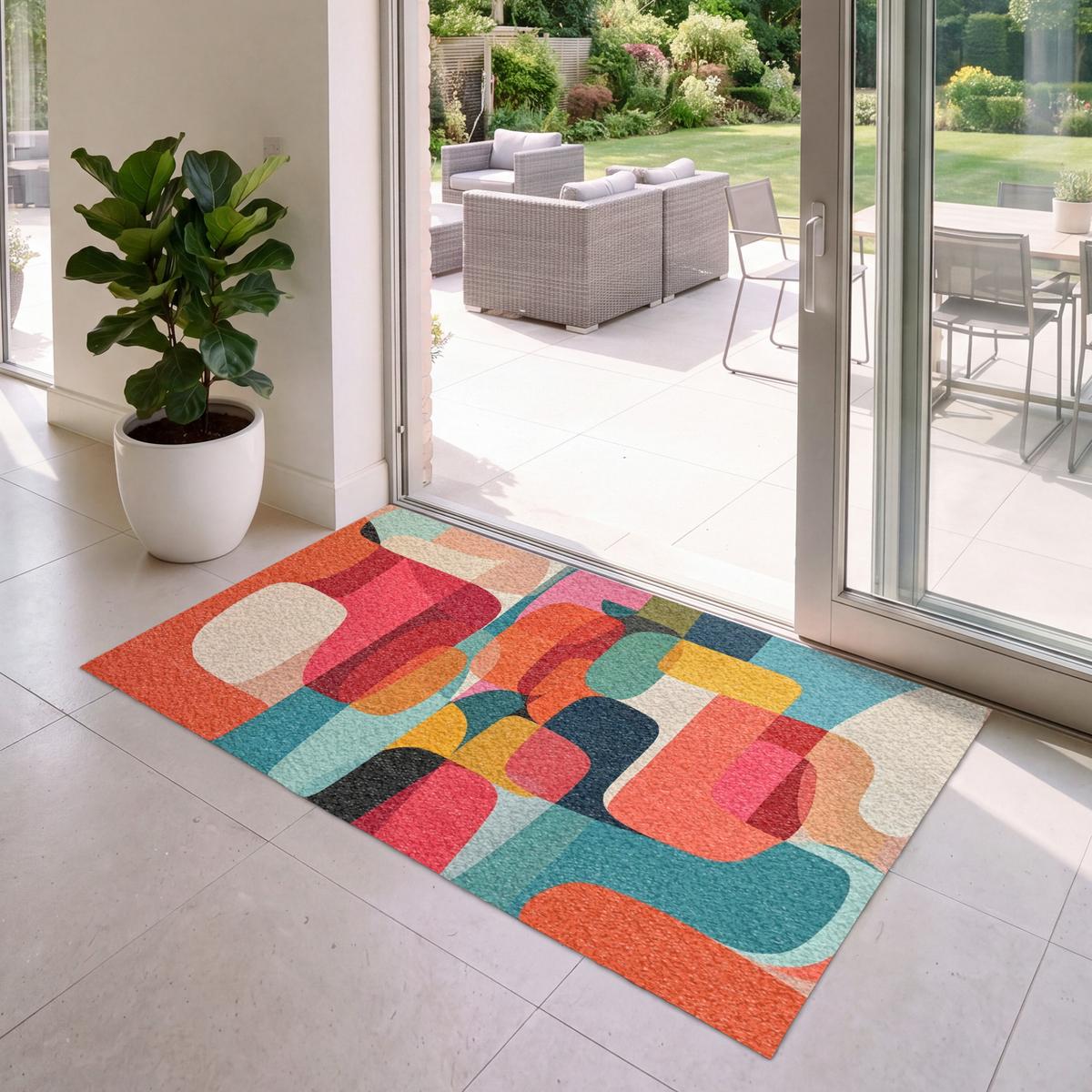 FUSSMATTE Formen - Bunt - Abstrakt - Flugzeuge Sauberlaufmatte 150x90 cm - Multicolor, Kunststoff (150/0.4cm) - MuchoWow