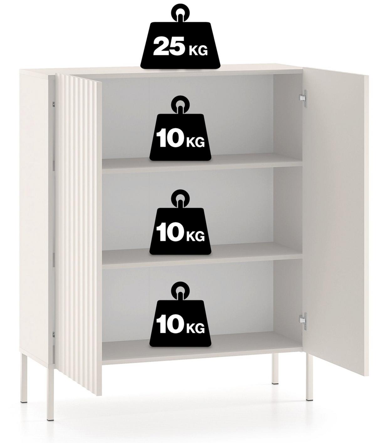 HIGHBOARD Derriva Hellbeige 100 cm - Ecru/Beige, Holzwerkstoff/Metall (100/120/37cm) - Selsey