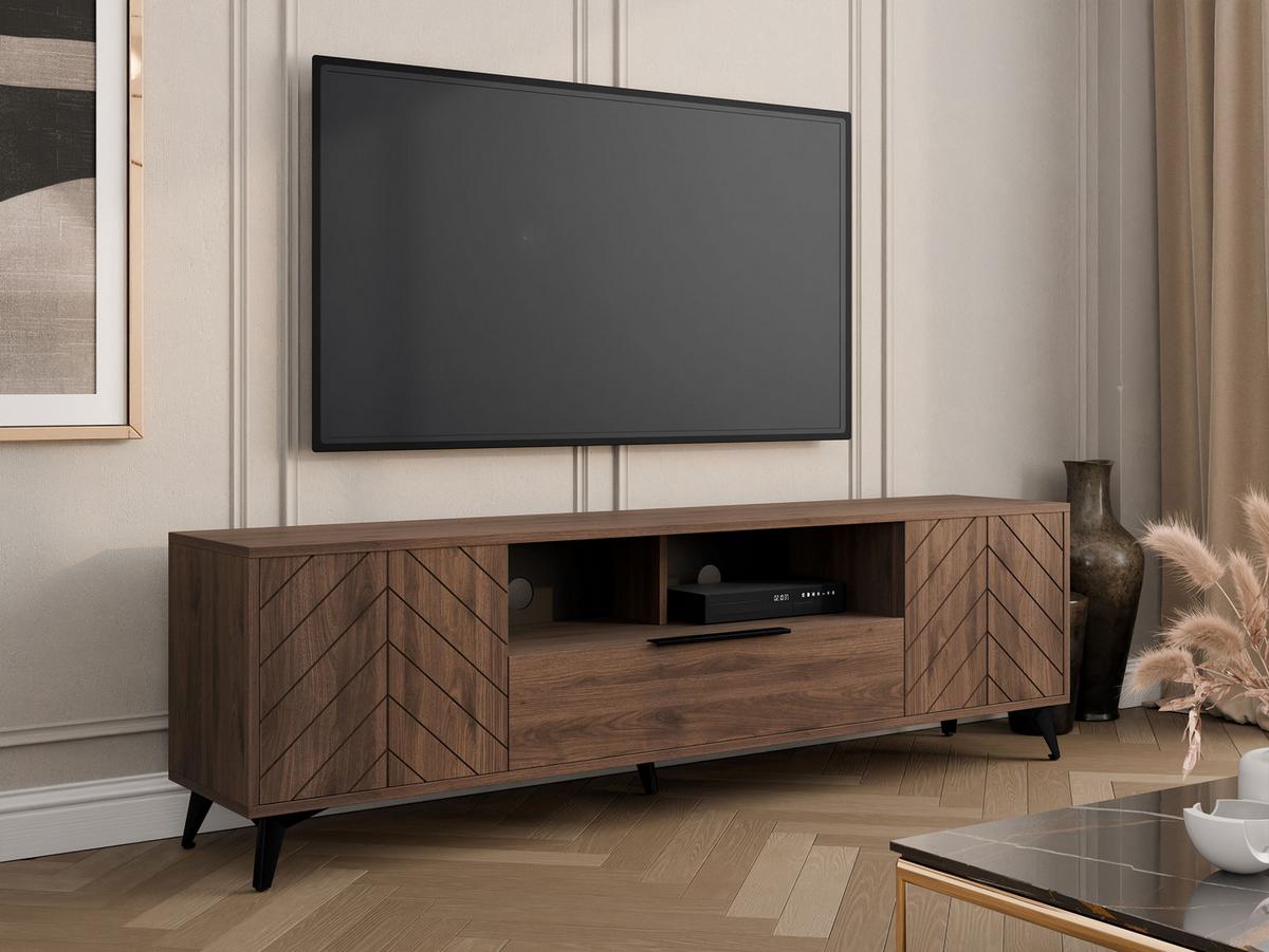 TV-ELEMENT Xylix Bis 2D1SZ - Nussbaumfarben/Schwarz, Holzwerkstoff/Metall (204/60/40cm) - MIRJAN24