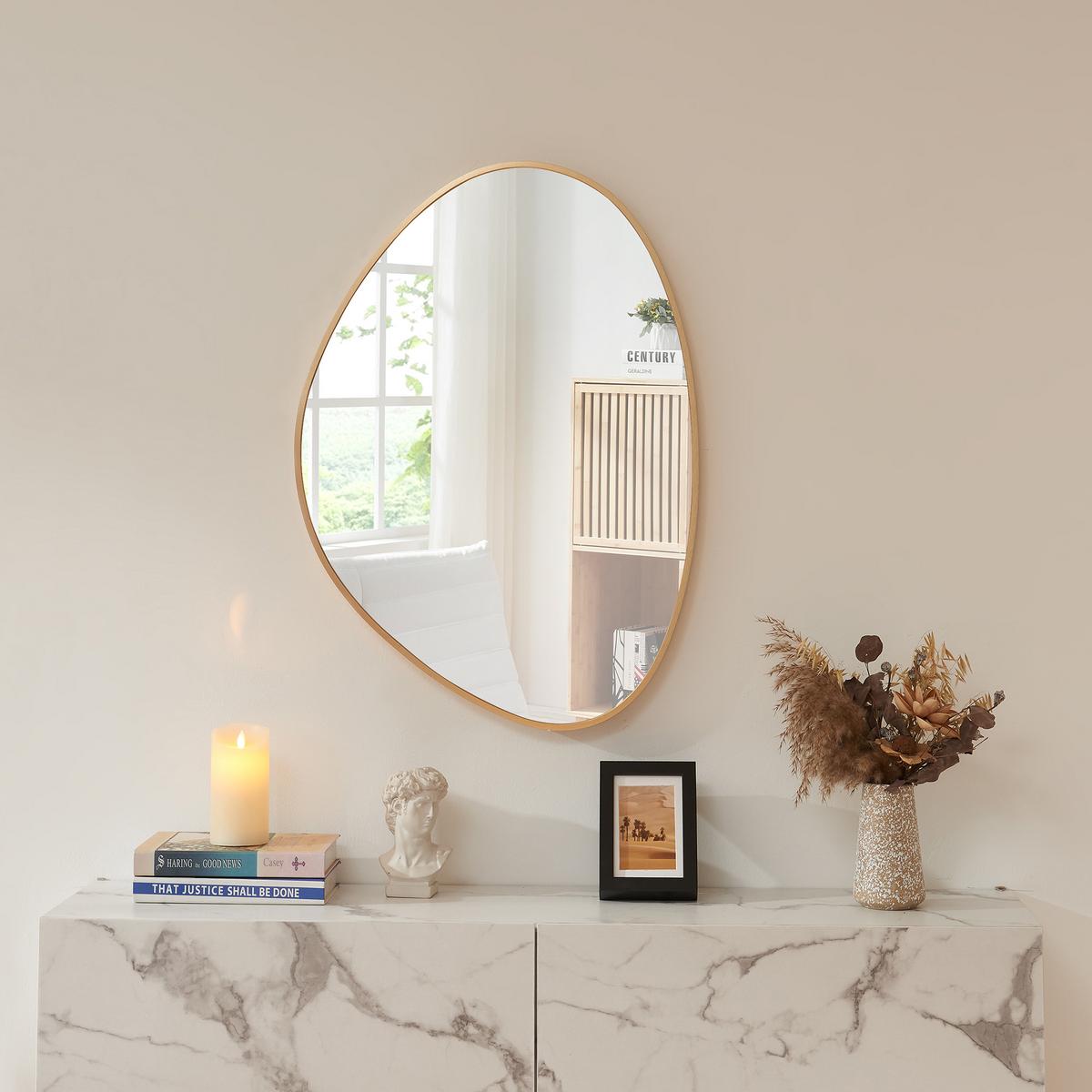 WANDSPIEGEL Lardkapihond - Goldfarben, Holzwerkstoff (53/75/3cm) - [en.casa]