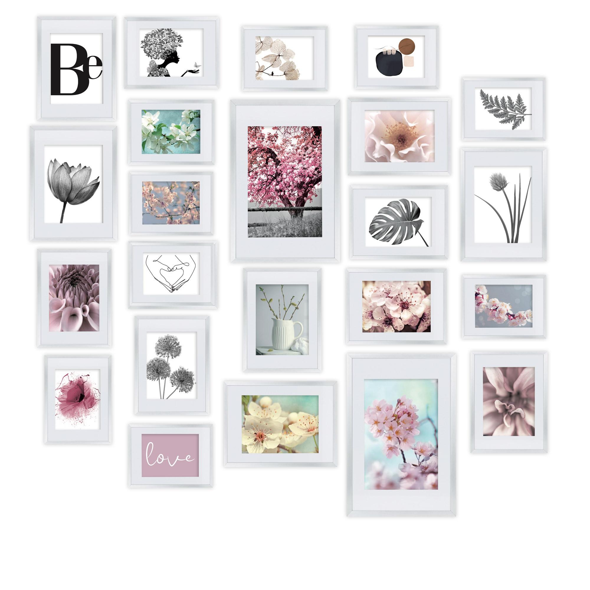 BILDERRAHMEN Blossom Kunststoff Weiß (24tlg) - Weiß, Kunststoff (26/2cm) - BoMoe