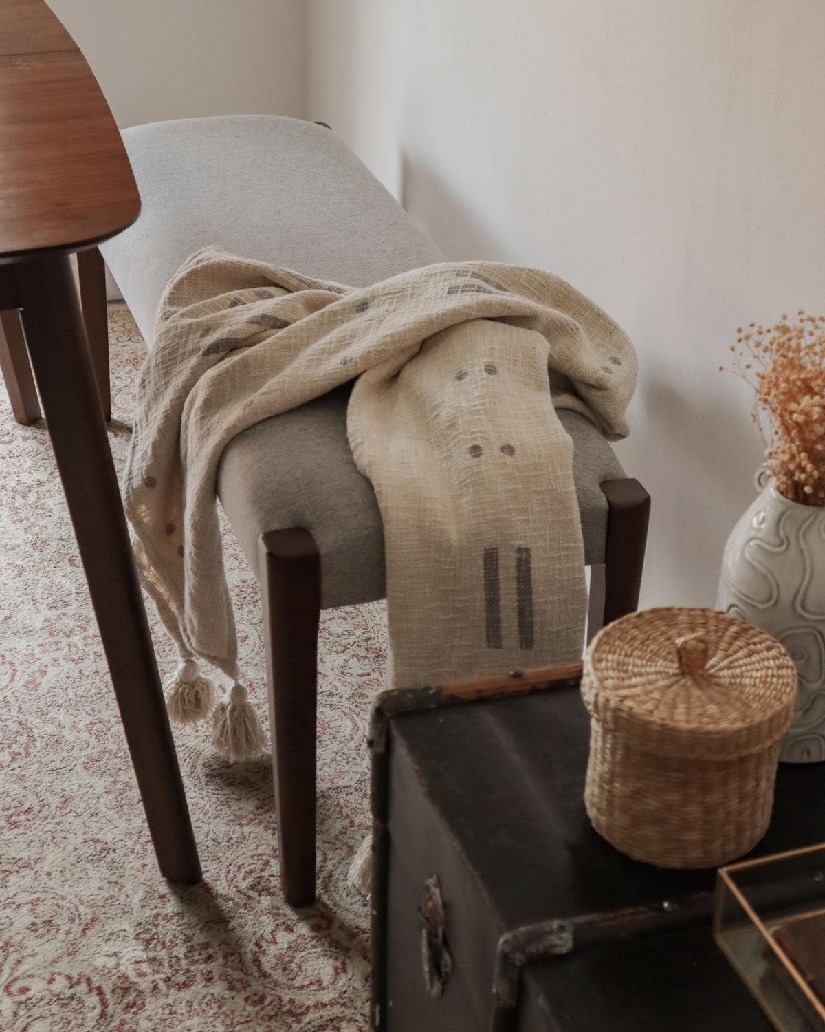 BANK Grau Elyria - Braun/Grau, Textil (122/48/40cm) - Beliani
