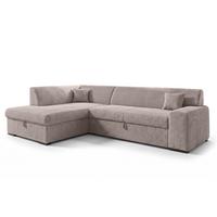ECKSOFA L Form Minosa Beige 260/175/71 cm Links mit Schlaffunktion - Beige/Schwarz, Kunststoff/Textil (260/175cm) - AX Living