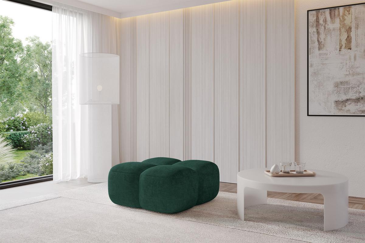POUF Miko-Puf 90x90x45 cm Grün Velours Modular Sitzhocker - Schwarz/Grün, Holzwerkstoff/Kunststoff (90/43/90cm) - ALTDECOR