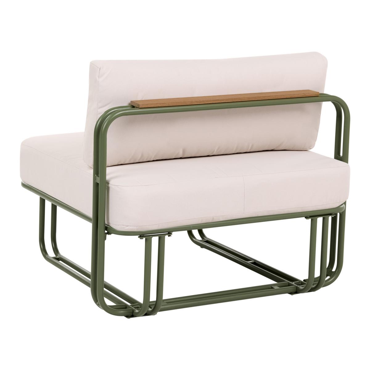 LOUNGE-SET mit Tisch und Ottomane 3-Sitzer Metall Grün Camerota - Beige/Grün, Metall - Beliani