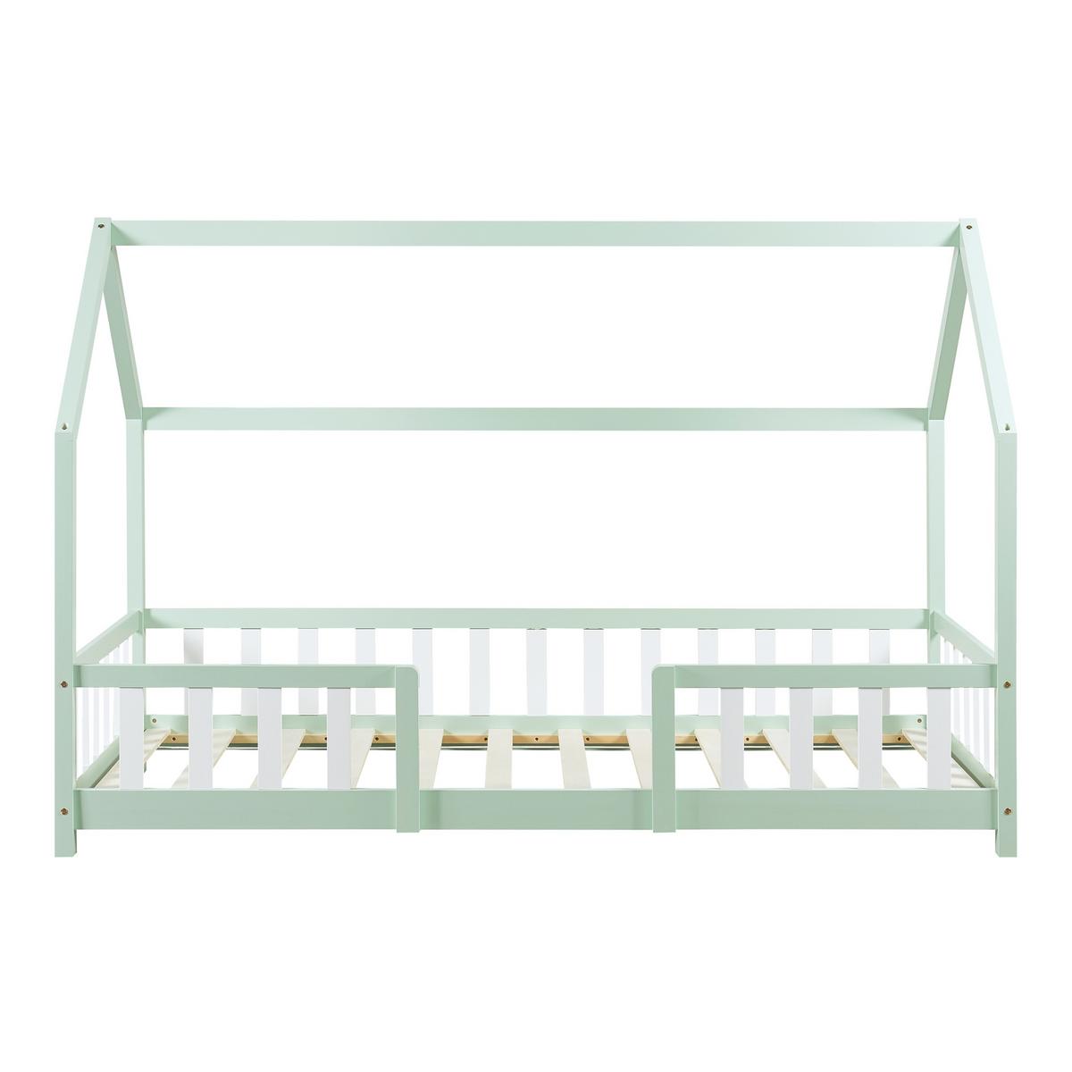 HAUSBETT Sisimiut - Weiß/Mintgrün, Holz (90/200cm) - [en.casa]