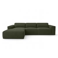 ECKSOFA L Form Ruyam Grün 310/165/78 cm – Schlaffunktion Links - Schwarz/Grün, Kunststoff/Textil (170/310cm) - AX Living
