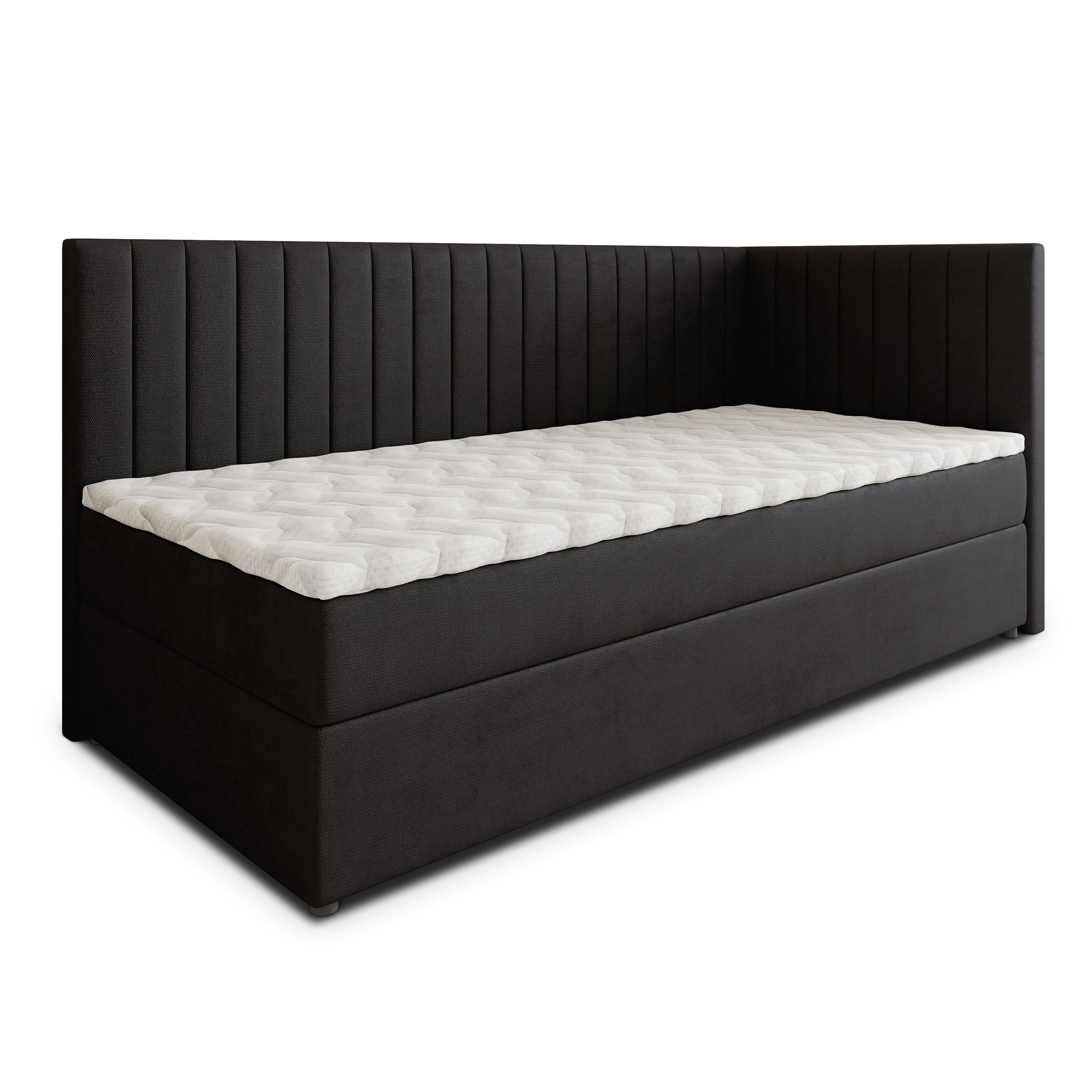 BOXBETT ARIS 100x200 cm mit Matratze und Topper, H2+H3 - Schwarz - Schwarz, Holz (100/200cm) - MASSENO