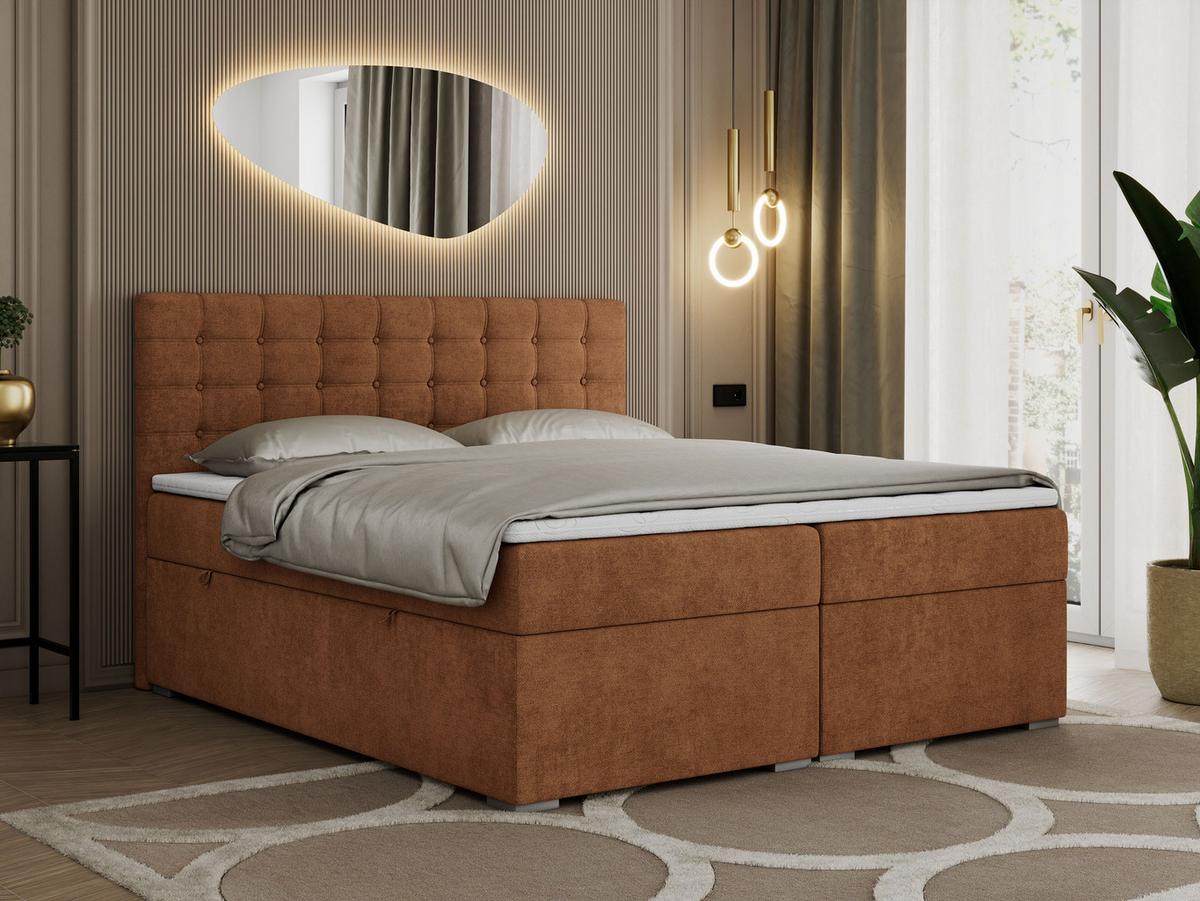 BOXBETT SUSAN 180/200 Orange Struktur - H3 - Orange, Holz/Textil (180/200cm) - MKS